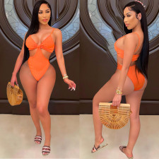 Sexy Solid Hollow Out One-Piece Swimsuit HMS-5445
