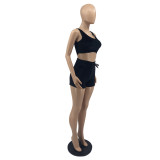 Solid Tank Top And Shorts Two Piece Sets IV-8194