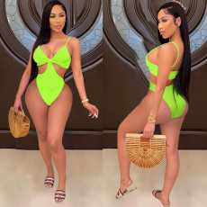 Sexy Solid Hollow Out One-Piece Swimsuit HMS-5445