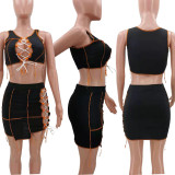 Sexy Tie Up Hollow Skirt Suit TK-6161