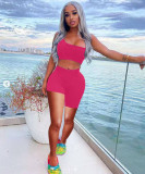 Fashion Asymmetry Solid Color Sports Two Piece Sets TK-6162 