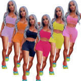 Fashion Asymmetry Solid Color Sports Two Piece Sets TK-6162 