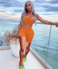 Fashion Asymmetry Solid Color Sports Two Piece Sets TK-6162 
