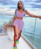 Fashion Asymmetry Solid Color Sports Two Piece Sets TK-6162 