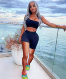 Fashion Asymmetry Solid Color Sports Two Piece Sets TK-6162 