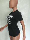 Casual Letter Print O Neck Short Sleeve T Shirt BN-9267