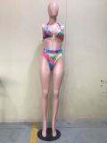 Sexy Printed 3pcs Swimwear Bikinis With Cover Up Sets OD-8439