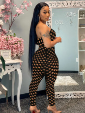 Sexy Solid Hole Tight Tube Jumpsuit WSM-5232