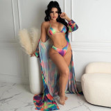 Sexy Printed 3pcs Swimwear Bikinis With Cover Up Sets OD-8439