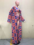Sexy Printed 3pcs Swimwear Bikini Sets With Long Cloak OD-8438