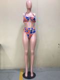 Sexy Printed 3pcs Swimwear Bikini Sets With Long Cloak OD-8438