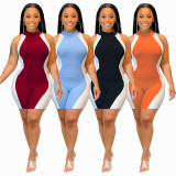 Sexy Patchwork Sleevelee Tight Romper WSM-5231