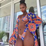 Sexy Printed 3pcs Swimwear Bikini Sets With Long Cloak OD-8438