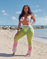 Gradient Mesh Bra Top+Pants See Thourgh Beachwear ORY-5185