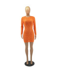 Sexy Hole Hollow Out Long Sleeve Mini Dress FOSF-8061