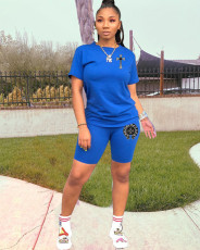 Casual Blue T Shirt And Shorts 2 Piece Suits FOSF-8060