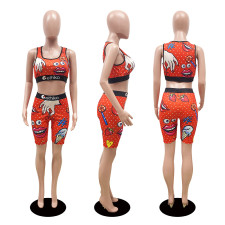 Casual Printed Tank Top And Shorts 2 Piece Sets DDF-8022