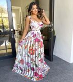 Floral Print High Waist Big Swing Maxi Dress ZSD-094