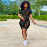 Letter Print Casual Two Piece Short Sets TK-6167 