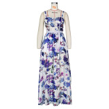 Floral Print High Waist Big Swing Maxi Dress ZSD-094