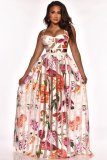 Floral Print High Waist Big Swing Maxi Dress ZSD-094