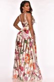 Floral Print High Waist Big Swing Maxi Dress ZSD-094