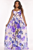 Floral Print High Waist Big Swing Maxi Dress ZSD-094
