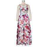 Floral Print High Waist Big Swing Maxi Dress ZSD-094