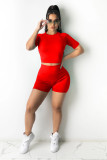 Casual Solid Short Sleeve Two Piece Suits BS-1261
