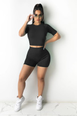 Casual Solid Short Sleeve Two Piece Suits BS-1261