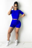 Casual Solid Short Sleeve Two Piece Suits BS-1261