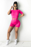 Casual Solid Short Sleeve Two Piece Suits BS-1261