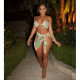 Sexy Beach Style Tie Up Printed Swimsuit  Three Piece Set BN-9269