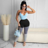 Contrast Color Spaghetti Strap Sexy Jumpsuit BGN-155