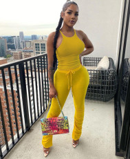 Solid Cami Top Ruched Pants 2 Piece Sets FNN-8596
