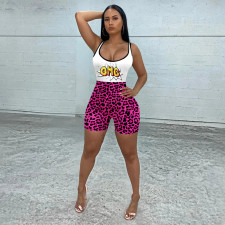 Slim Casual Sports Yoga Leopard Print Rompers MEM-8345