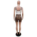 Slim Casual Sports Yoga Leopard Print Rompers MEM-8345