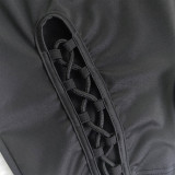 Sexy Short Sleeve Lace Up Slim Romper YNB-7162