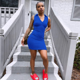 Solid V Neck Short Sleeve Mini Dress GLF-8141