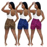 Slim Casual Sports Yoga Leopard Print Rompers MEM-8345