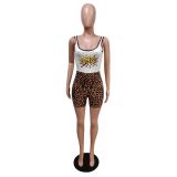 Slim Casual Sports Yoga Leopard Print Rompers MEM-8345