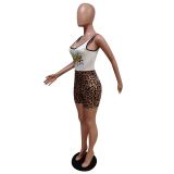 Slim Casual Sports Yoga Leopard Print Rompers MEM-8345