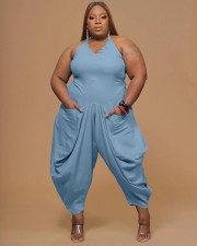 Fashion Plus Size 5XL Solid Color Suspender Jumpsuit WAF-7167 