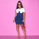 Casual Denim Patchwork Short Sleeve Mini Dress BS-1263