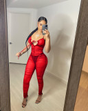 Sexy Mesh See Through Ruched Jumpsuit NIK-233