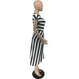 Plus Size Fashion Casual Striped Print Dress WAF-7166