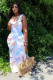 Fashion Sleeveless Letter Print Long Dress XYF-9095