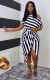 Plus Size Fashion Casual Striped Print Dress WAF-7166