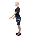 Casual Printed T Shirt And Shorts 2 Piece Suits YIBF-6057