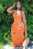 Fashion Sleeveless Letter Print Long Dress XYF-9095
